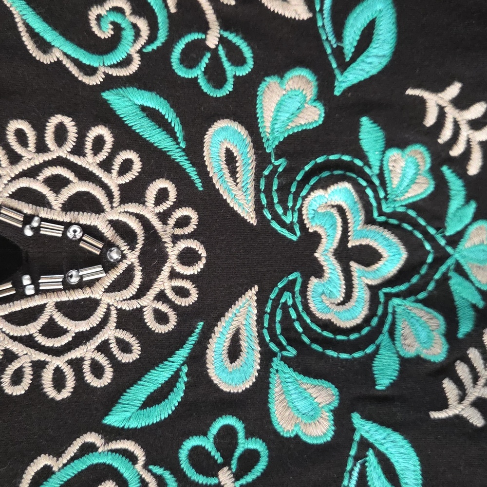 INC International Concepts Black Tunic with Teal Embroidery - Picture 3 of 6